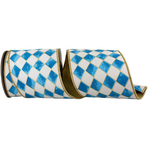 4" Harlequin Diamond Deluxe Ribbon: Cobalt Blue (10 Yards)