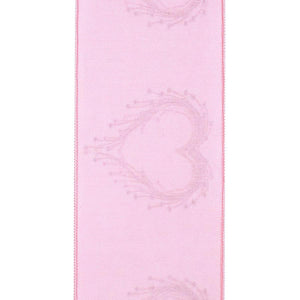 4" Heart Embroidery Dupioni Ribbon: Pink (5 Yards)