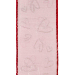 4" Hearts Tangle Dupioni Ribbon: Pink (5 Yards)
