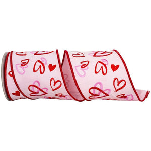 4" Hearts Tangle Dupioni Ribbon: Pink (5 Yards)