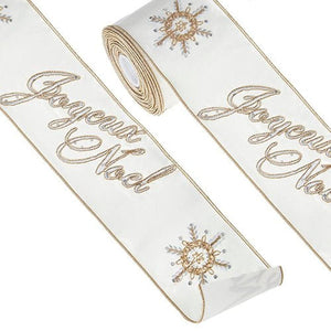 4" Joyeux Noel Embroidered Ribbon (10 Yards)