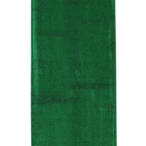 4" Metallic Dupioni Texture Ribbon: Forest Green (10 Yards)