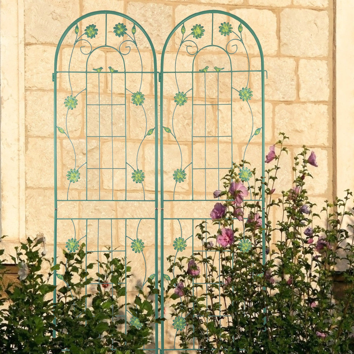 4 Pack Metal Garden Trellis 71 x 19.7 Rustproof Trellis for Climbing Plants Outdoor Flower Support Green - Tuesday Morning - Pots & Planters