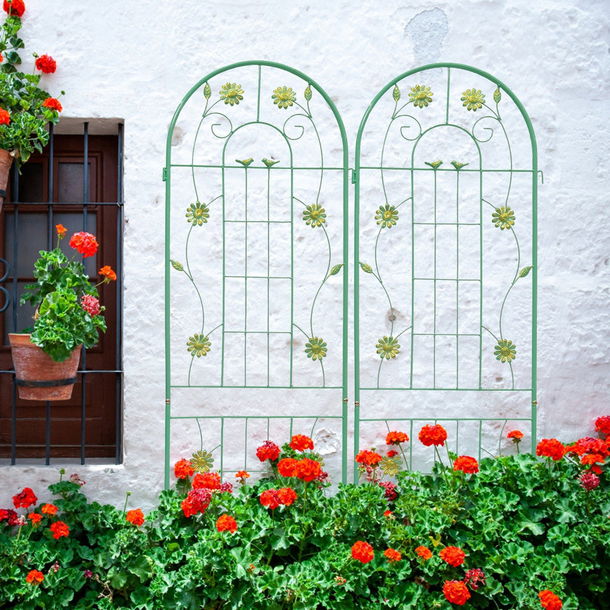 4-pack-metal-garden-trellis-71-x-19.7-rustproof-trellis-for-climbing-plants-outdoor-flower-support-green-Trellises