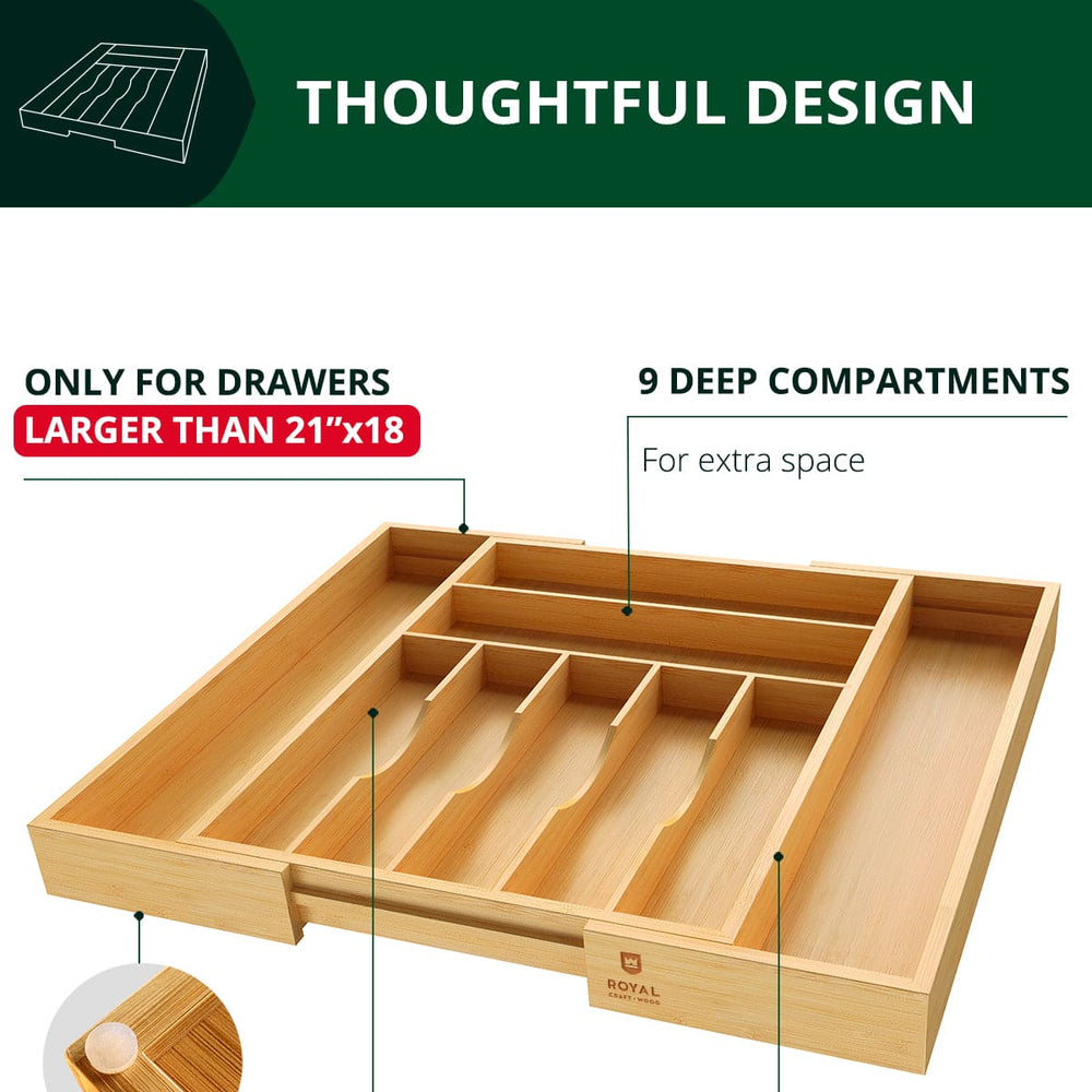 Silverware Drawer Organizer, Natural (9 Slots)