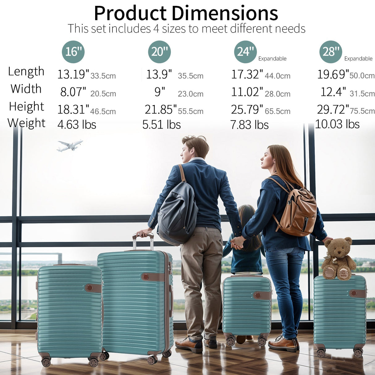 Expandable 4-Piece Spinner Luggage Set With TSA Lock and Nested Storage