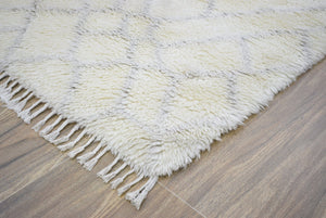 Handmade 4x6 Ivory Moroccan Design Wool Area Rug