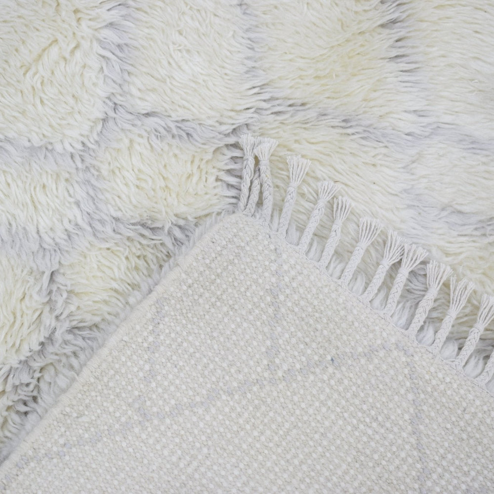 Handmade 4x6 Ivory Moroccan Design Wool Area Rug