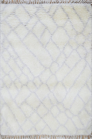 Handmade 4x6 Ivory Moroccan Design Wool Area Rug