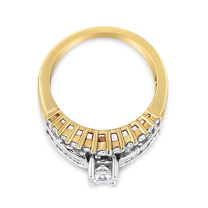 14K Yellow and White Gold 1 1/2 Cttw Round and Princess-Cut Diamond Band Ring (H-I Color, SI2-I Clarity)