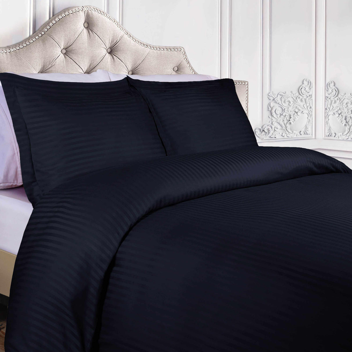 400 Thread Count Lightweight Stripe Egyptian Cotton Duvet Cover Set - Egyptian Cotton Duvet Cover Set by Superior