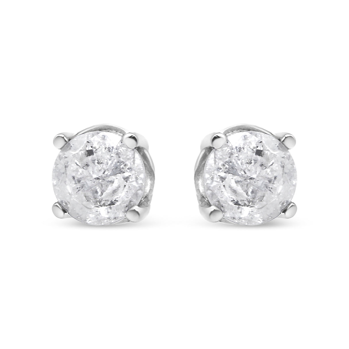 14K White Gold 3/4 Cttw Lab Grown Diamond 4-Prong Classic Stud Earrings (F-G Color, VS2-SI1 Clarity)