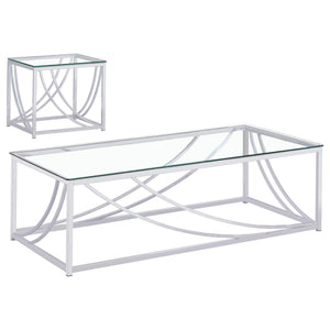 Lille 2-piece Glass Top Coffee And End Table Set Chrome