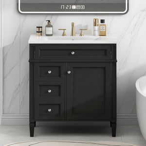 Bathroom Vanity With 2 Drawers and Tip-Out Drawer Storage Cabinet