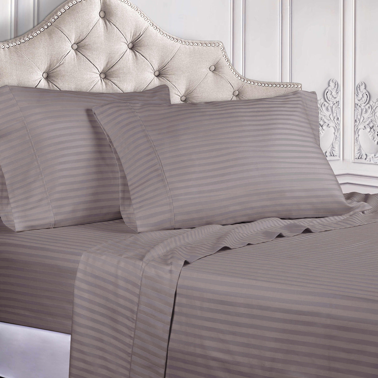 400 Thread Count Egyptian Cotton Striped Deep Pocket Sheet Set - Egyptian Cotton Sheet Set by Superior