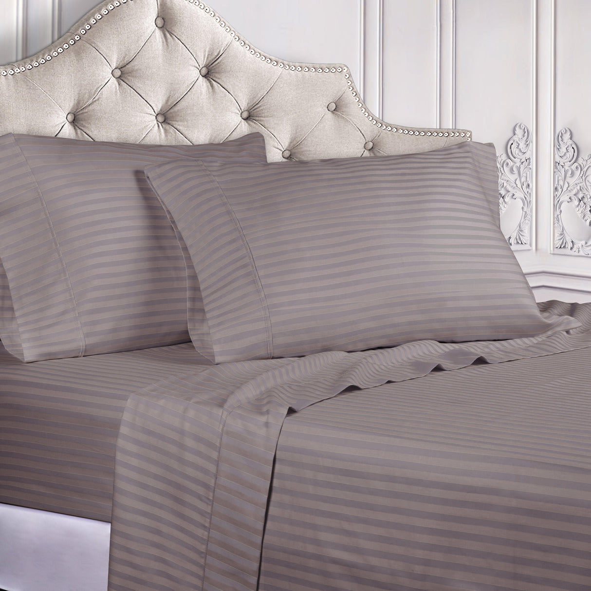Egyptian Cotton 300 Thread Count Striped Deep Pocket Sheet Set - Egyptian Cotton Sheet Set by Superior Brand