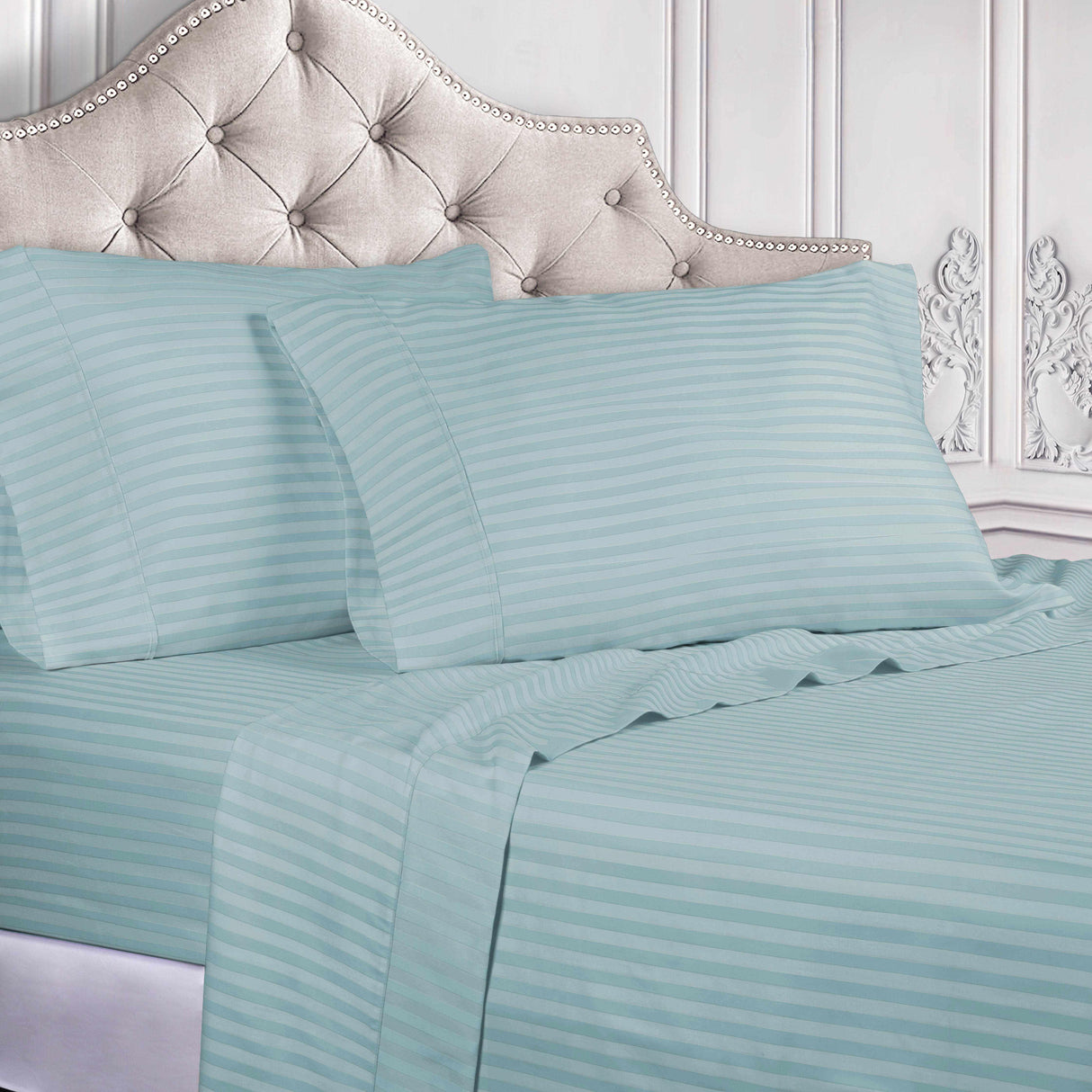 400 Thread Count Egyptian Cotton Striped Deep Pocket Sheet Set - Egyptian Cotton Sheet Set by Superior