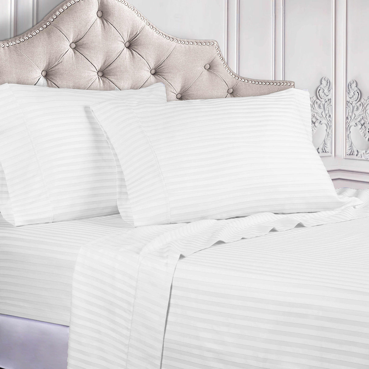 400 Thread Count Egyptian Cotton Striped Deep Pocket Sheet Set - Egyptian Cotton Sheet Set by Superior