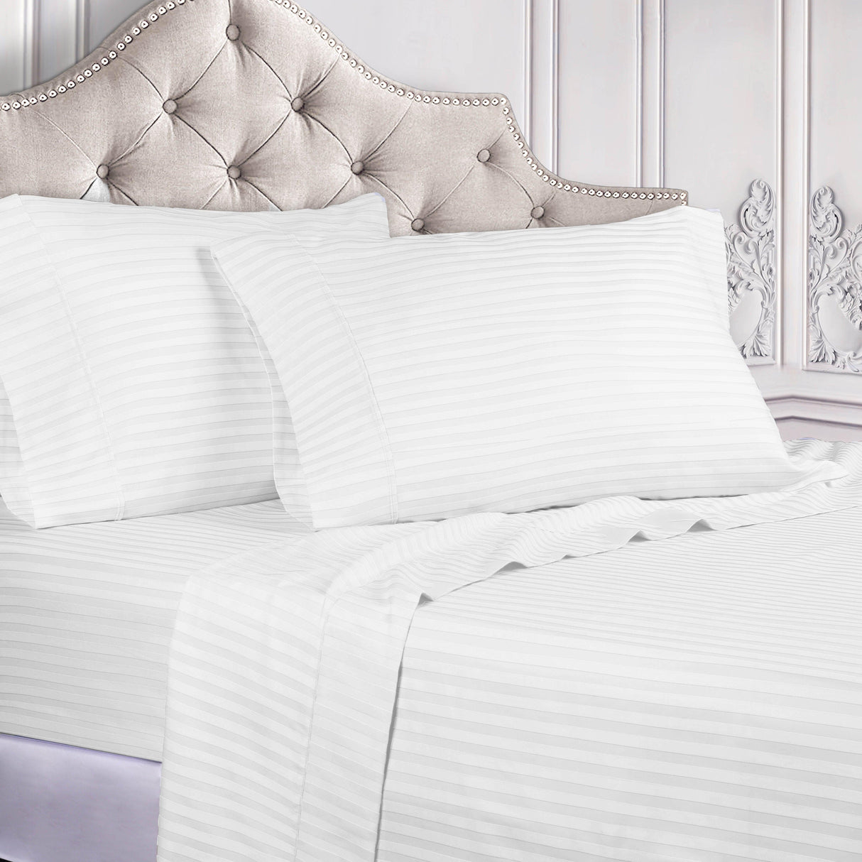 Egyptian Cotton 300 Thread Count Striped Deep Pocket Sheet Set - Egyptian Cotton Sheet Set by Superior Brand
