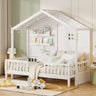 House Bed With Shelves, Window And Sparkling Light Strip On The Roof