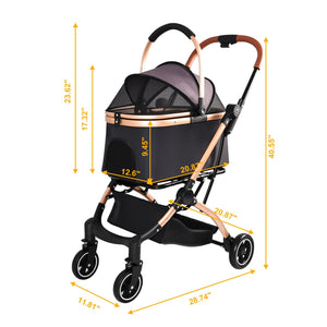 Pet Stroller for Dogs and Cats, 2-in-1 Detachable Foldable Design