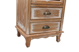 Rustic Wooden Storage Cabinet with Decorative Cutout Door & 2 Drawers