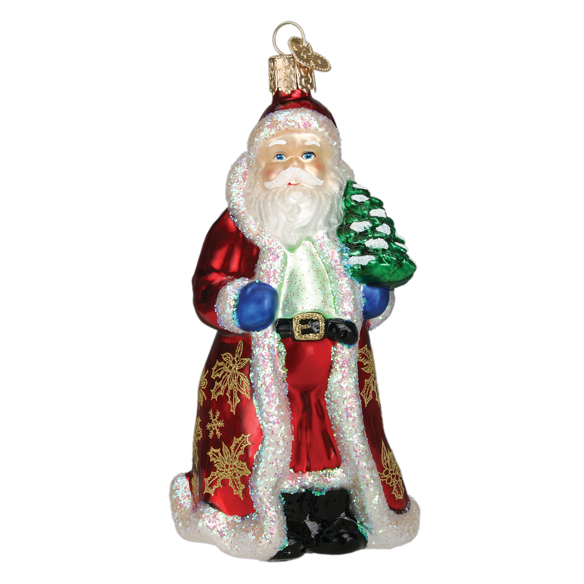 Glistening Golden Santa Christmas Ornament