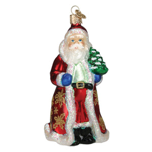 Glistening Golden Santa Christmas Ornament