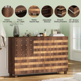 55-Inch Walnut Buffet Sideboard Cabinet with Storage