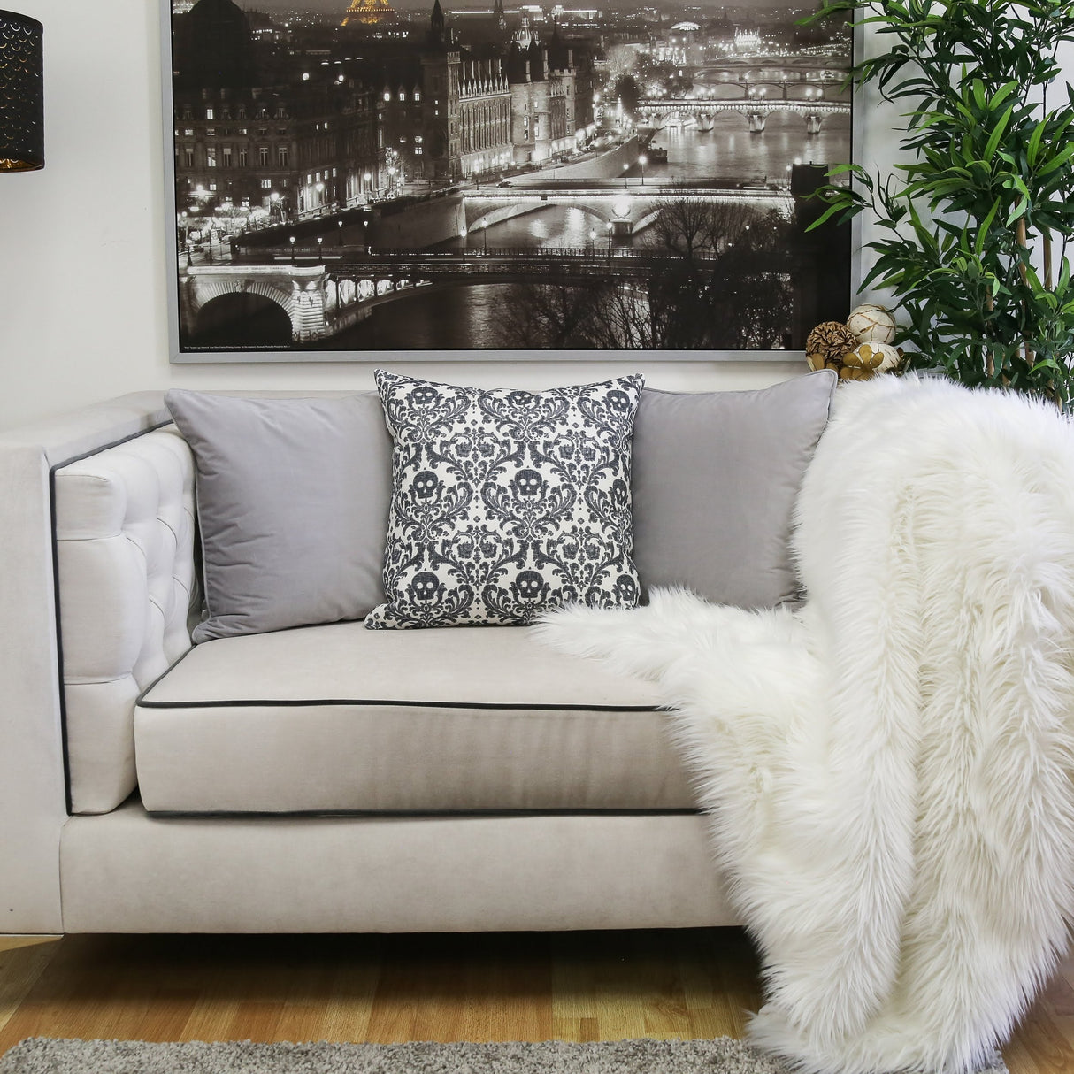 Baroque Skull Throw Pillow