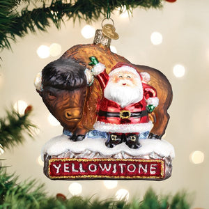 Santa With Bison Glass Ornament by Old World Christmas
