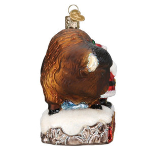 Santa With Bison Glass Ornament by Old World Christmas