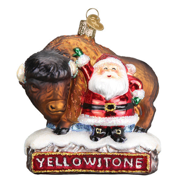 Santa With Bison Glass Ornament by Old World Christmas