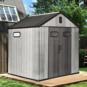 8x8FT Resin Outdoor Storage Shed with Lockable Door