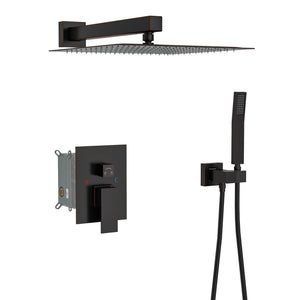 Dual Shower Head 10" Wall Mounted Shower System with Anti-Scald Valve - Black, Gold, or Gray