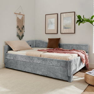 Full Size Curved Round Edge Padded Backrest Daybed