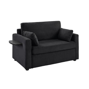 Sleeper Sofa With Foldable Mattress, USB Ports, Side Table & Storage Pocket