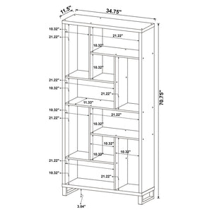 6 Tier Rectangular Bookcase With Accents - Brown