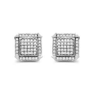 10K White Gold 1.0 Cttw Diamond  Composite with Halo Stud Earrings (H-I Color, I1-I2 Clarity)