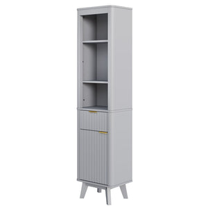 Tall Bathroom Storage Cabinet With Adjustable Shelves And 1 Drawer & Door