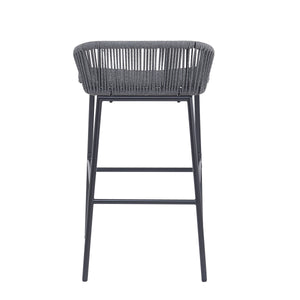La Push Outdoor Patio Dark Gray Rope Barstool (Set of 2)