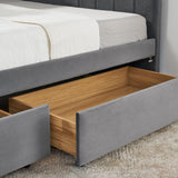 Full Size Upholstered Tufted Bed Frame with Two Drawers