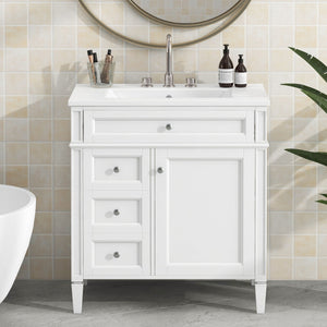 Bathroom Vanity With 2 Drawers and Tip-Out Drawer Storage Cabinet