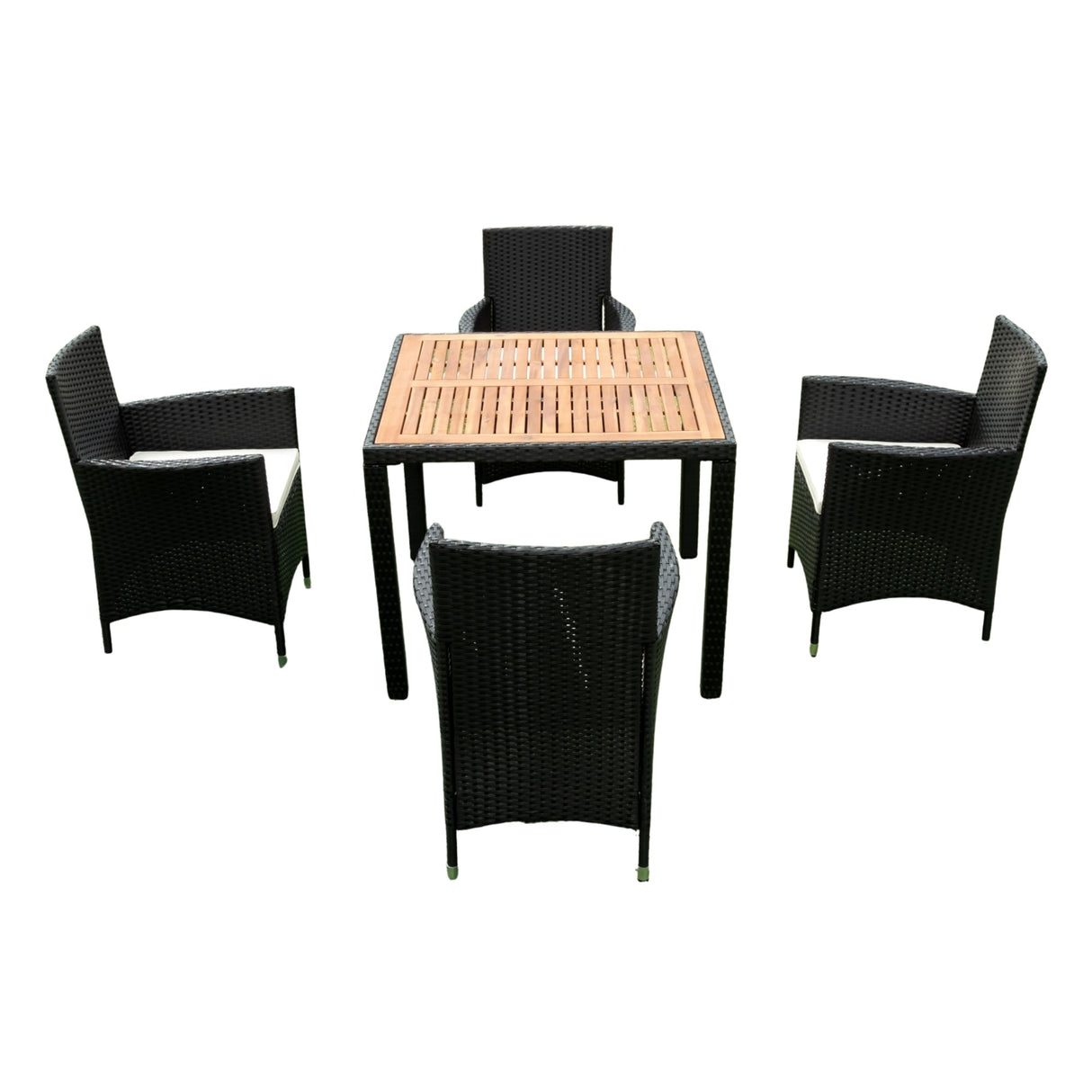 EELIFEE 5-Piece Outdoor Patio Wicker Dining Set with Acacia Wood Top