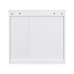 Bathroom Vanity With Top Sink, 2 Doors And 3 Drawers, Freestanding Set With Mirror Cabinet