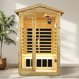 Two Person Far Infrared Old Fir Outdoor Sauna Room