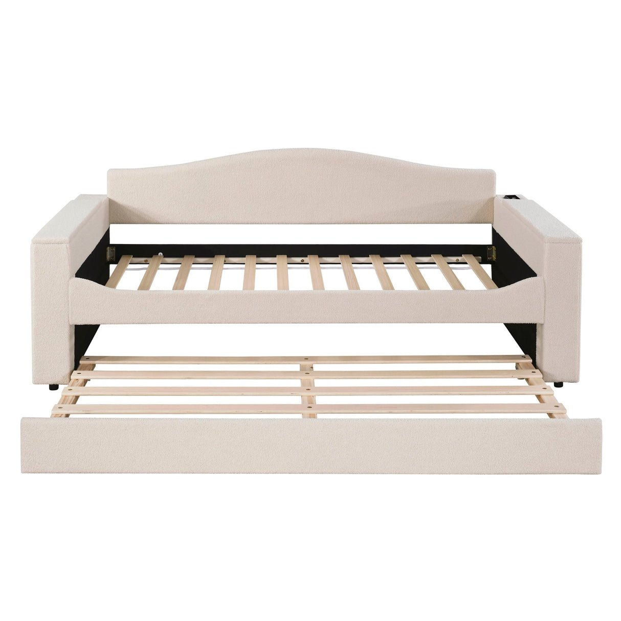 Upholstered Daybed With Storage Armrests, Trundle And Latest Integrated tooth Audio System