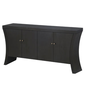Refined Industrial 4 Door Credenza With Arc Legs & Clasps