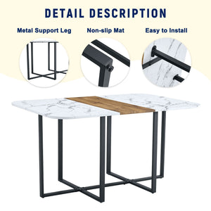 Modern Minimalist Marble Pattern Joinery Dining Table With Dining Chairs