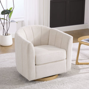 Upholstered Chenille Swivel Barrel Chair
